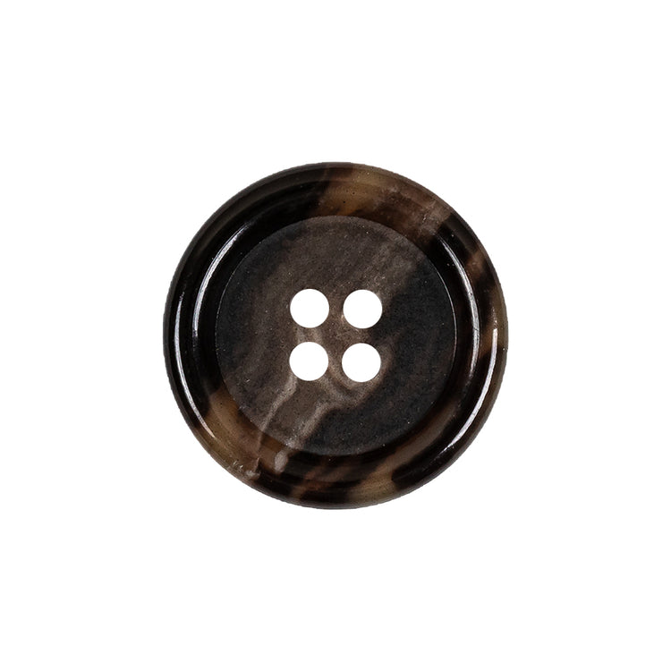 template--26688905969737__main-Dark Brown and Almond Mottled Semitransparent 4-Hole Rolled Rim Plastic Button - 34L/21.5mm
