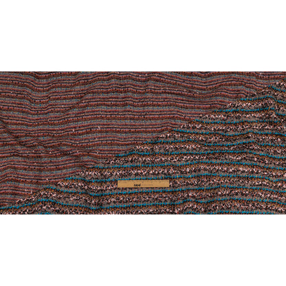 Italian Turquoise, Greige, and Pink Striped Boucle Wool Sweater Knit Full