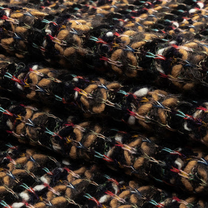 Italian Camel, Gray, and Navy Striped Boucle Wool Sweater Knit Folded