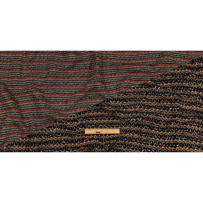 Italian Camel, Gray, and Navy Striped Boucle Wool Sweater Knit Full