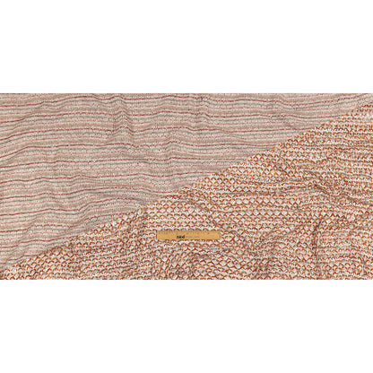 Italian Ivory, Camel and Pink Tactile Cotton and Polyester Sweater Knit Full