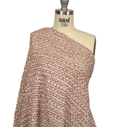 Italian Ivory, Camel and Pink Tactile Cotton and Polyester Sweater Knit Drape