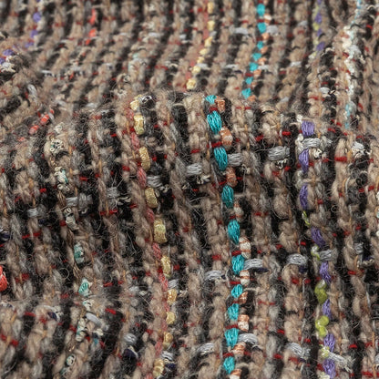Italian Charcoal, Beige and Multicolor Blended Wool Tweed Woven Detail