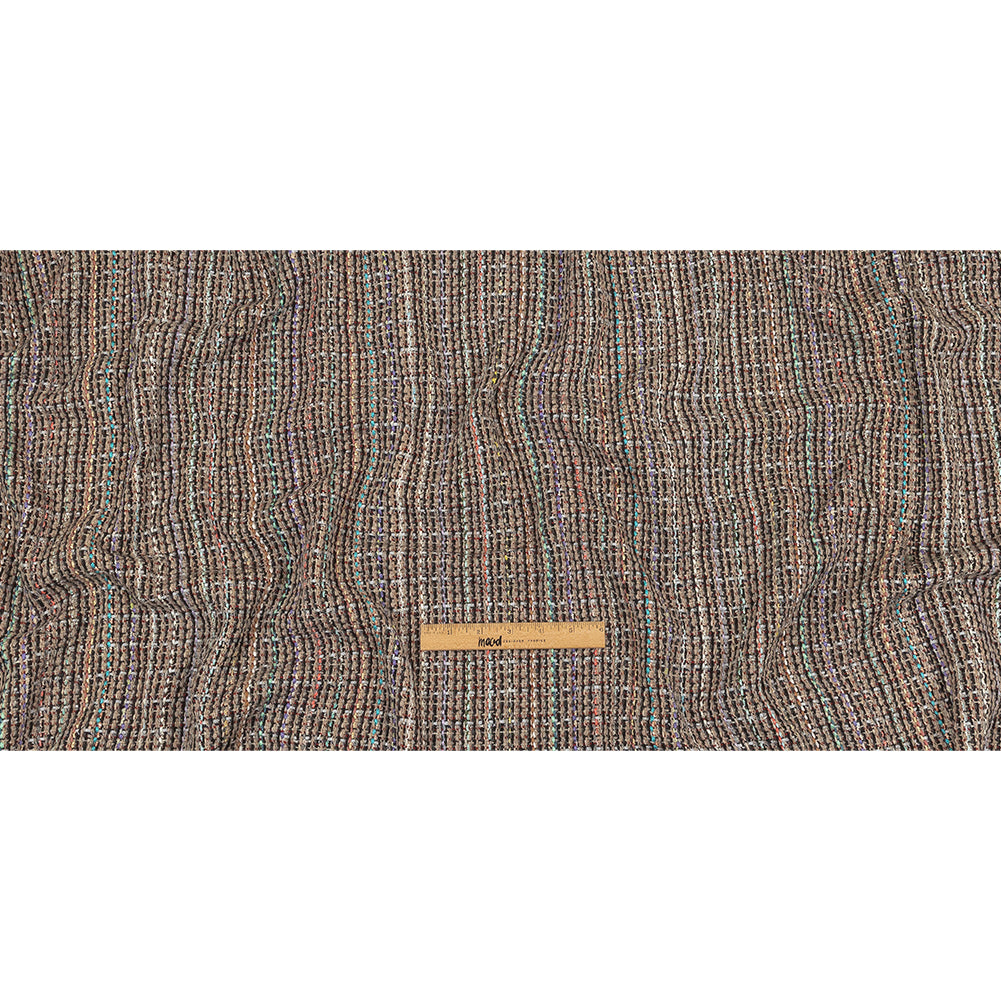 Italian Charcoal, Beige and Multicolor Blended Wool Tweed Woven Full