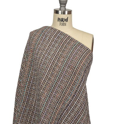 Italian Charcoal, Beige and Multicolor Blended Wool Tweed Woven Drape