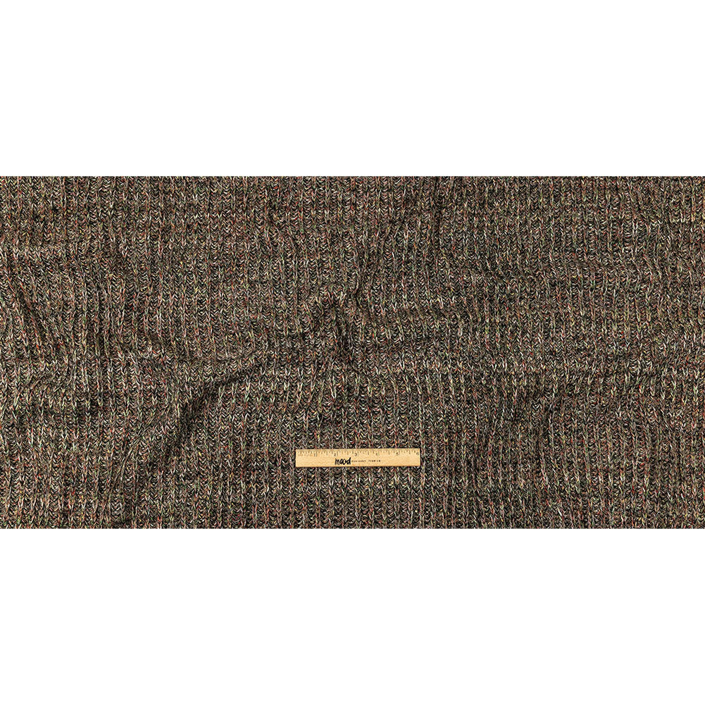 Red, Green and Striped Mustard Chunky Ribbed Blended Wool Sweater Knit Full