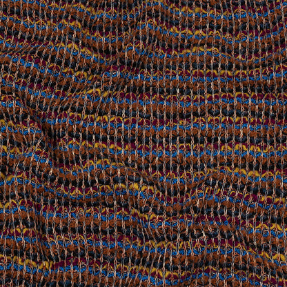 Italian Rust, Fuchsia and Blue Striped Boucled Chunky Wool Sweater Knit