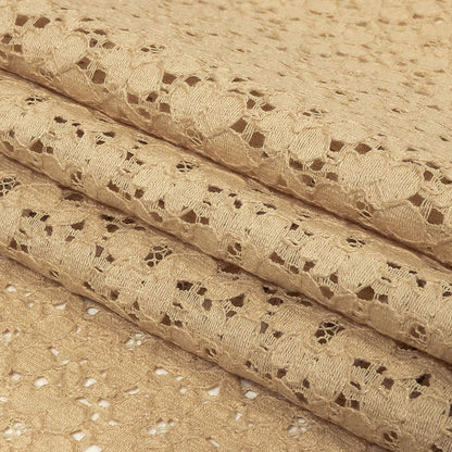 Metallic Gold and Beige Floral Corded Lace Folded