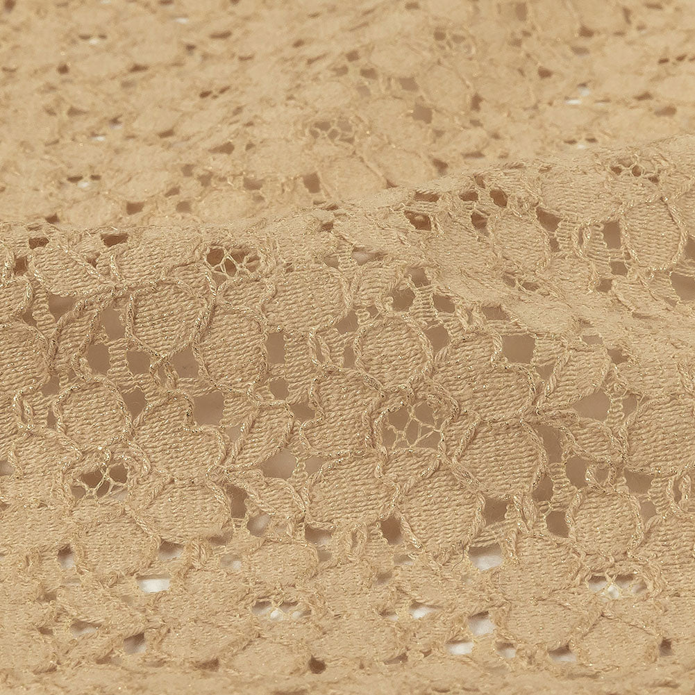 Metallic Gold and Beige Floral Corded Lace Detail