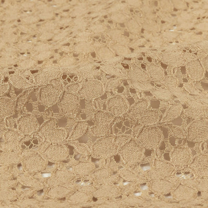 Metallic Gold and Beige Floral Corded Lace Detail