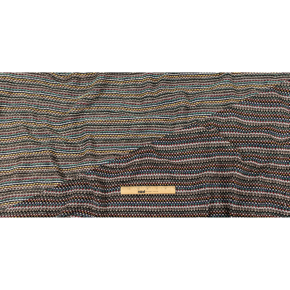 Italian Port Royale, Taupe and Blue Striped Chunky Blended Wool Sweater Knit Full