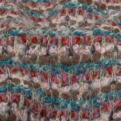 Italian Taupe, Keepsake Lilac and Teal Striped Boucle Chunky Wool Sweater Knit Detail