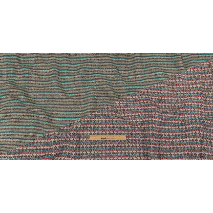 Italian Taupe, Keepsake Lilac and Teal Striped Boucle Chunky Wool Sweater Knit Full