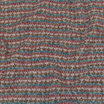 Italian Taupe, Keepsake Lilac and Teal Striped Boucle Chunky Wool Sweater Knit