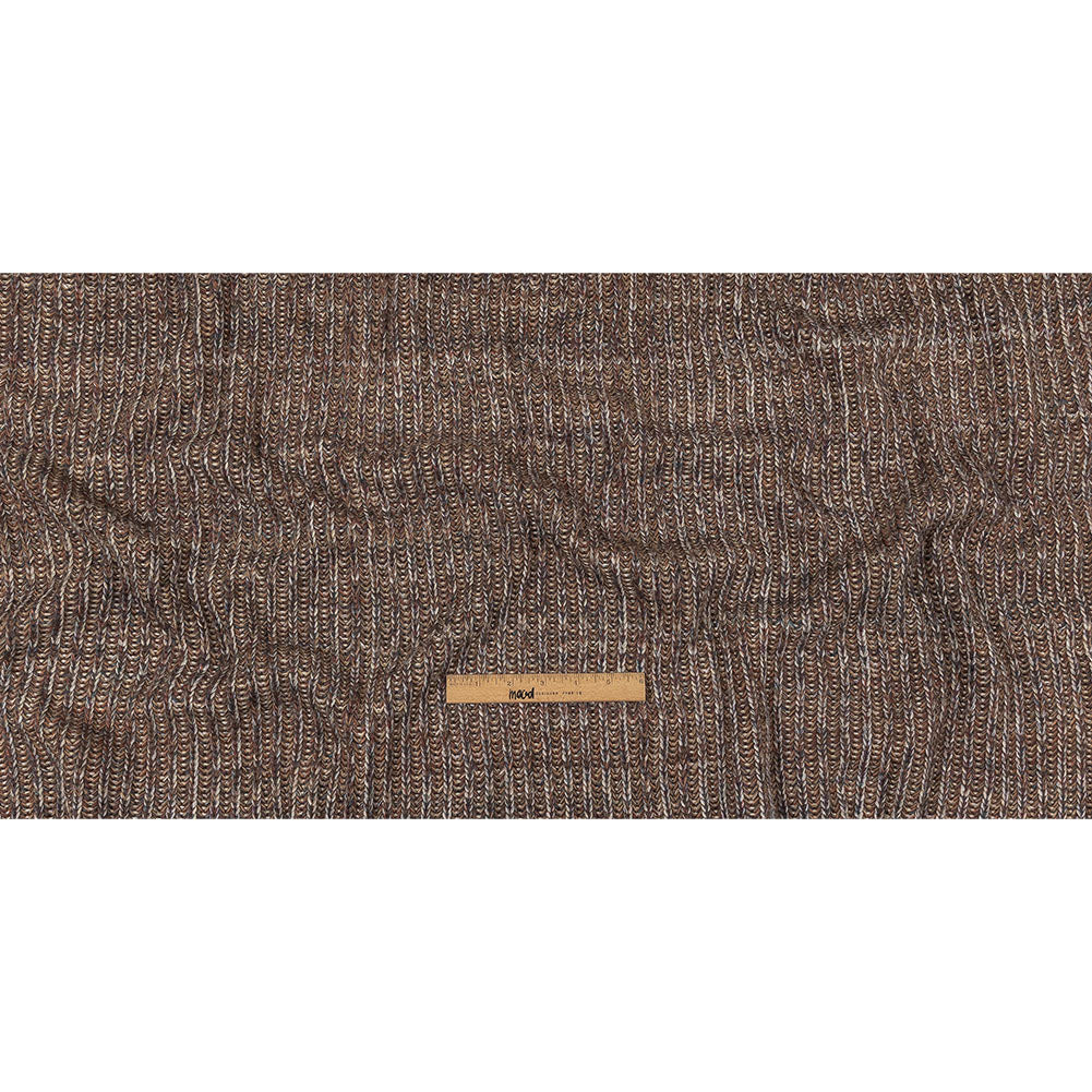 Italian Beige, Barrier Reef and White Tweedy Blended Wool Ribbed Sweater Knit Full