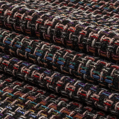 Charcoal and Multicolor Blended Wool Tweed Folded