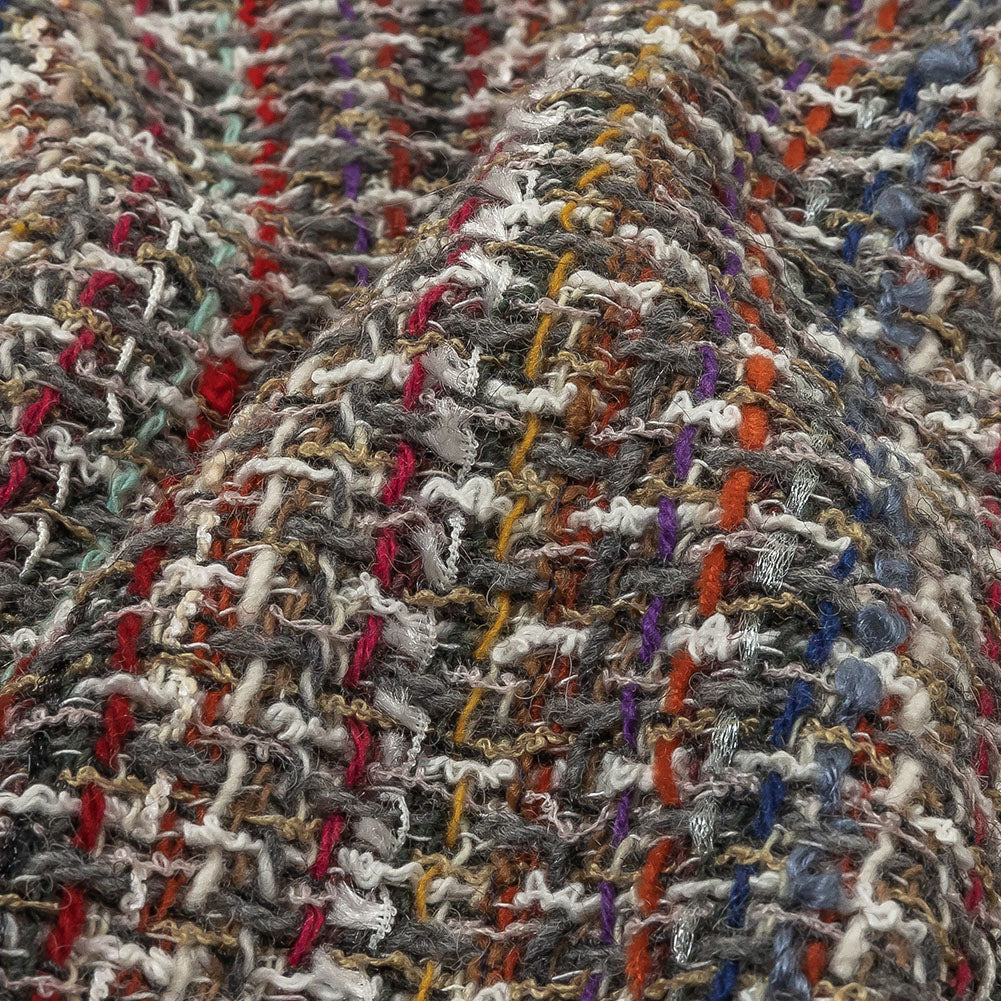 Italian White, Beige and Multicolor Blended Wool Tweed Detail