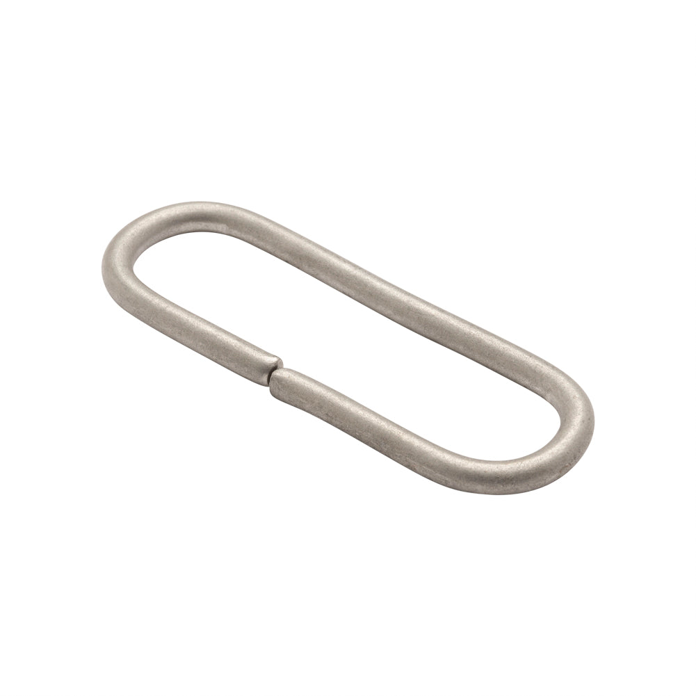 Matte Silver Metal Long Oval Ring - 0.75" x 2.25" Folded