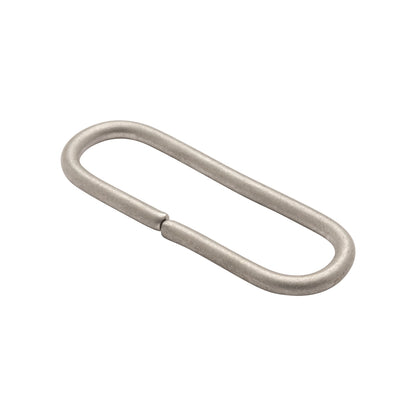 Matte Silver Metal Long Oval Ring - 0.75" x 2.25" Folded