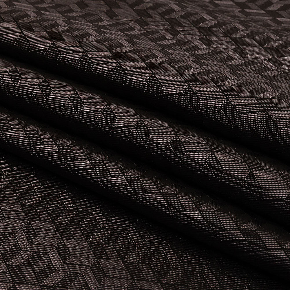 Black and Charcoal Faux 3D Boxes Jacquard Lining