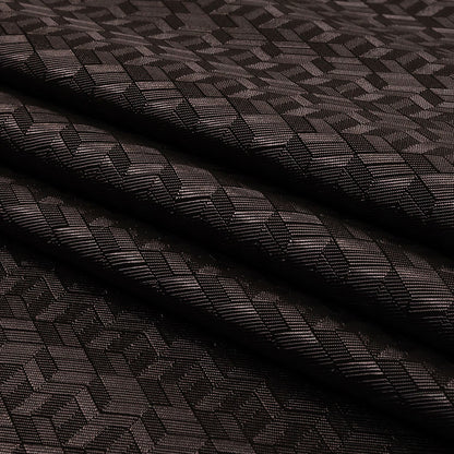 Black and Charcoal Faux 3D Boxes Jacquard Lining