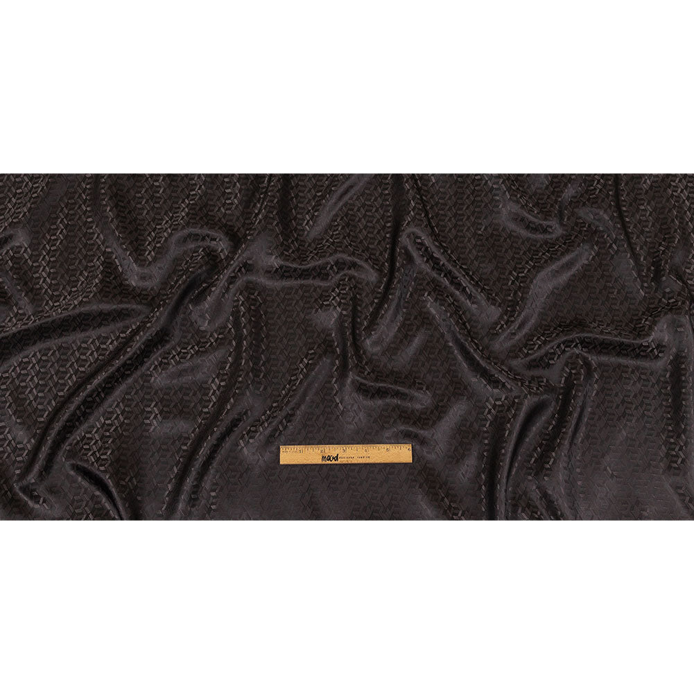 Black and Charcoal Faux 3D Boxes Jacquard Lining