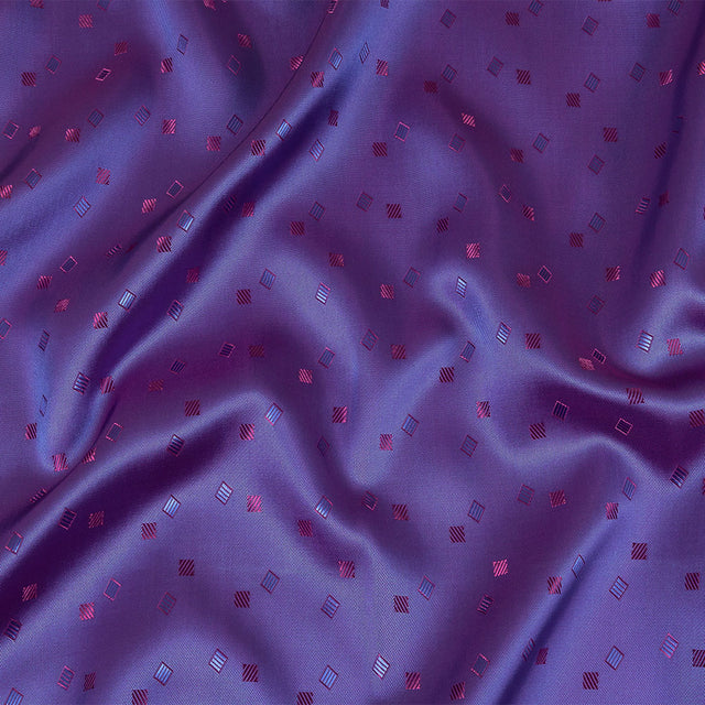 Purple and Blue Bi-Color Sprinkled Squares Jacquard Lining