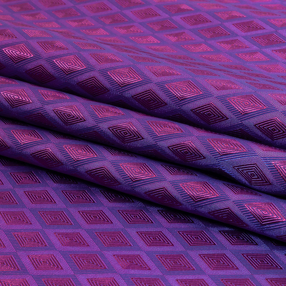 Magenta and Blue Bi-Color Diamonds Jacquard Lining