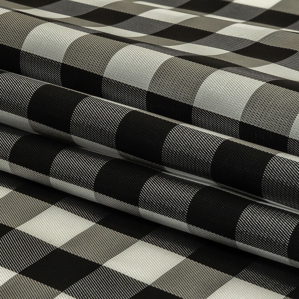 Black and Brilliant White White Gingham Acetate Twill Lining