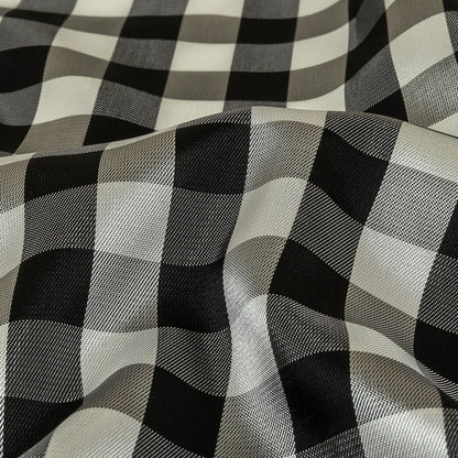 Black and Brilliant White White Gingham Acetate Twill Lining