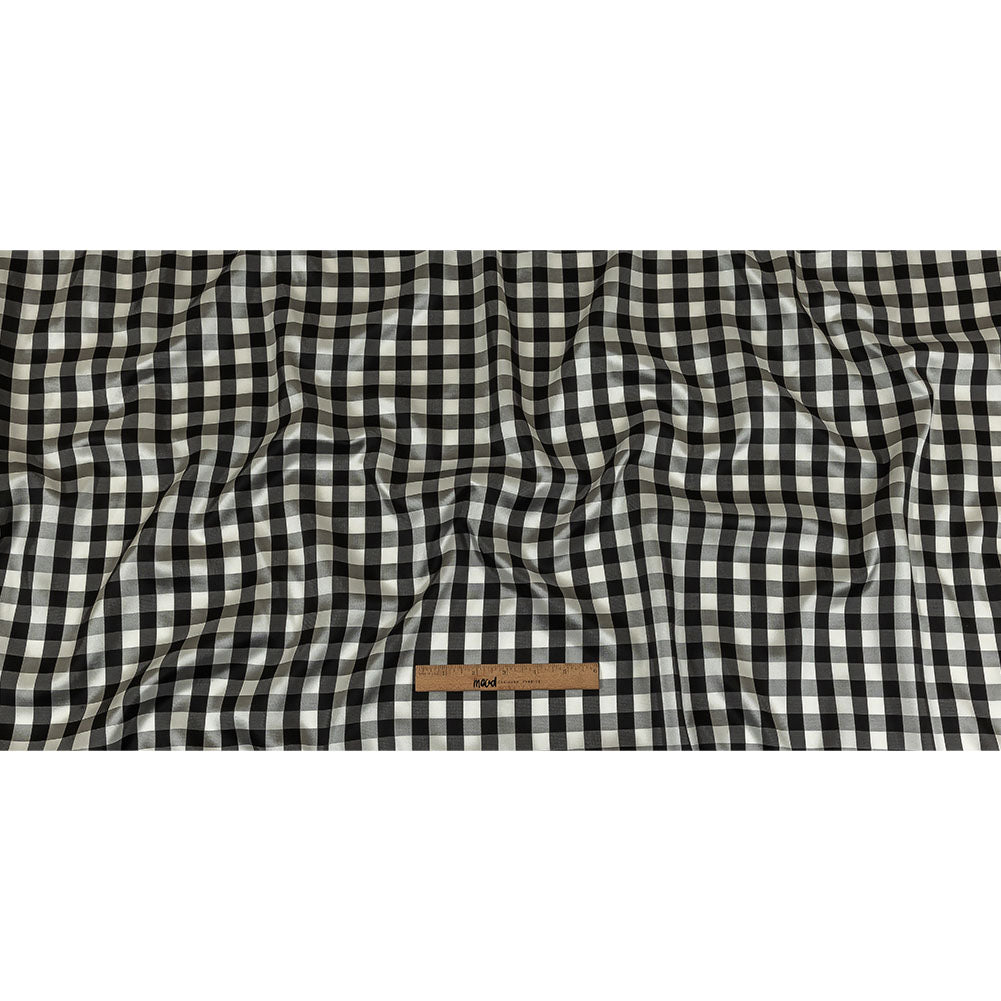 Black and Brilliant White White Gingham Acetate Twill Lining