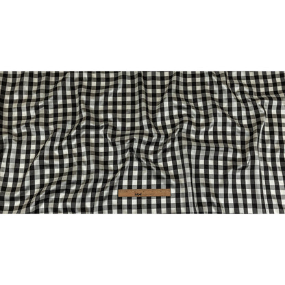 Black and Brilliant White White Gingham Acetate Twill Lining