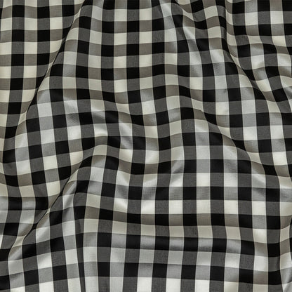 Black and Brilliant White White Gingham Acetate Twill Lining