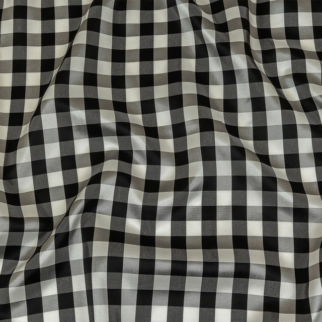 Black and Brilliant White White Gingham Acetate Twill Lining