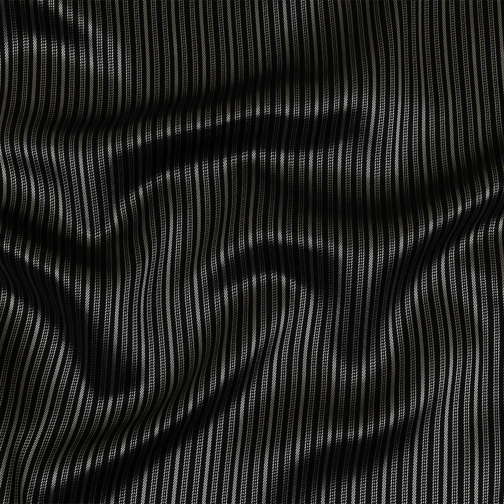 Black and Silver Striped Acetate Twill Lining