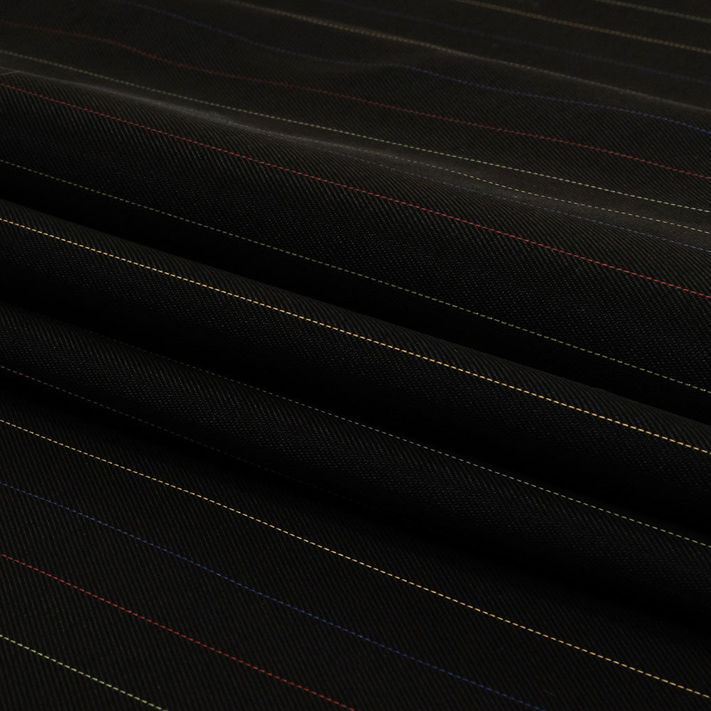 Black and Rainbow Pinstriped Acetate Twill Lining