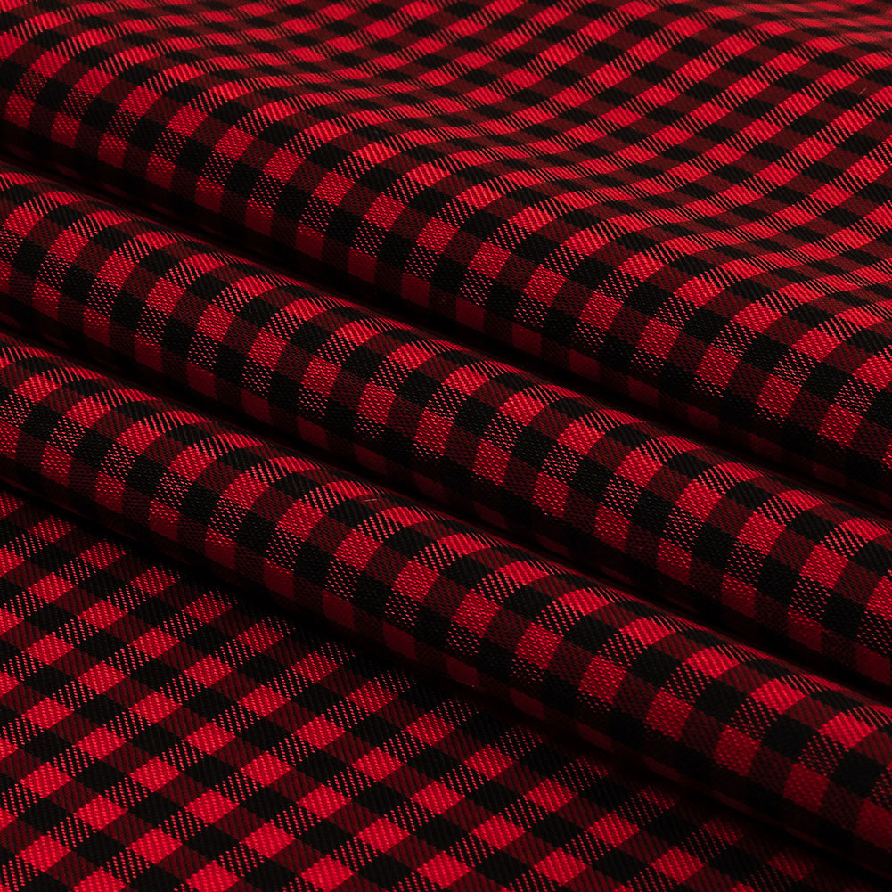 Mini Gingham Acetate Twill Lining - Red and Black