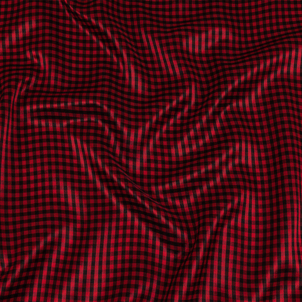 Mini Gingham Acetate Twill Lining - Red and Black