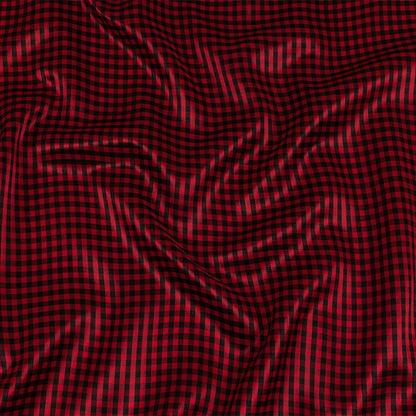 Mini Gingham Acetate Twill Lining - Red and Black