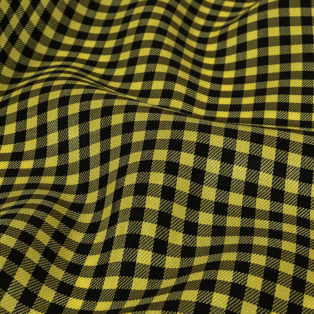 Mini Gingham Acetate Twill Lining - Yellow and Black
