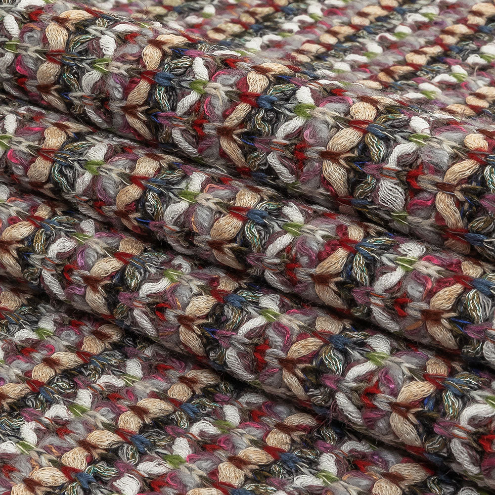 Italian Beige, White and Gray Striped Chunky Blended Wool Sweater Knit Folded