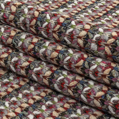 Italian Beige, White and Gray Striped Chunky Blended Wool Sweater Knit Folded