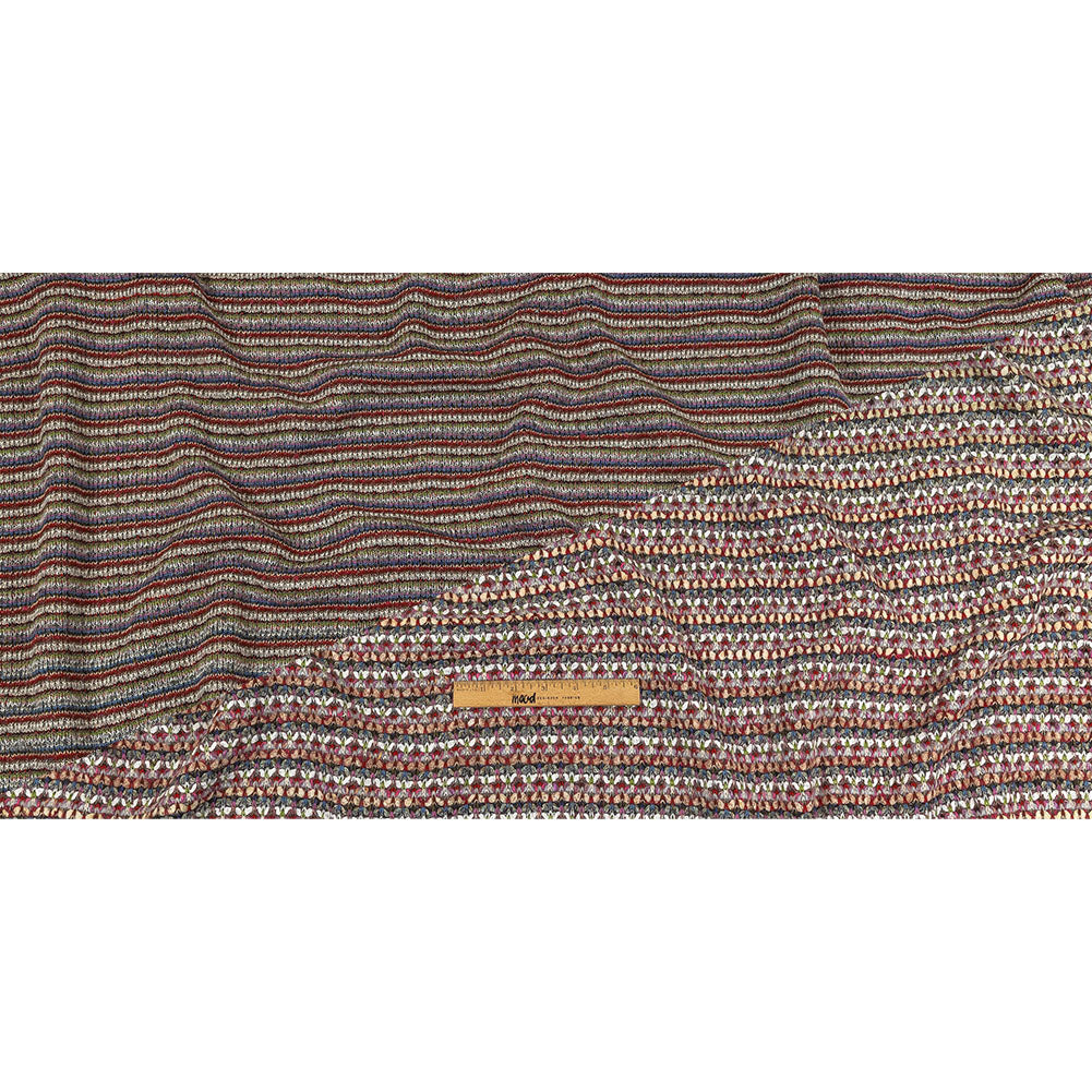 Italian Beige, White and Gray Striped Chunky Blended Wool Sweater Knit Full