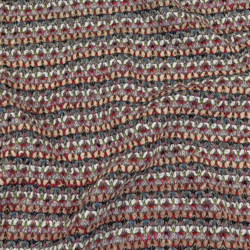 Italian Beige, White and Gray Striped Chunky Blended Wool Sweater Knit