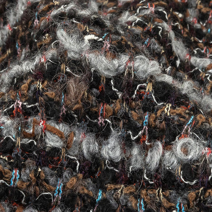 Italian Gray, Black and Brown Striped Boucle Blended Wool Sweater Knit Detail