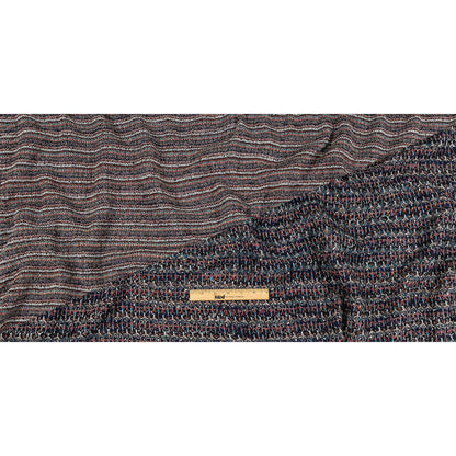 Pink, Dusty Teal and Navy Striped Boucle Blended Wool Sweater Knit Full