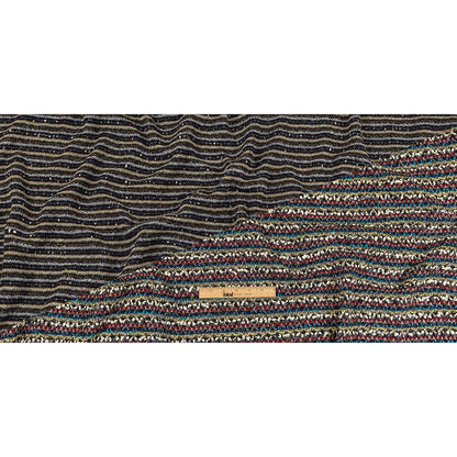 Italian Red, Blue and Sweet Corn Striped Boucle Blended Wool Sweater Knit Full