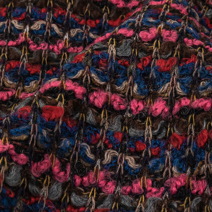 Italian Pink, Blue and Red Striped Boucle Blended Wool Sweater Knit Detail