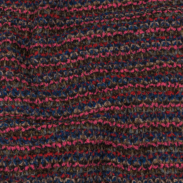 Italian Pink, Blue and Red Striped Boucle Blended Wool Sweater Knit