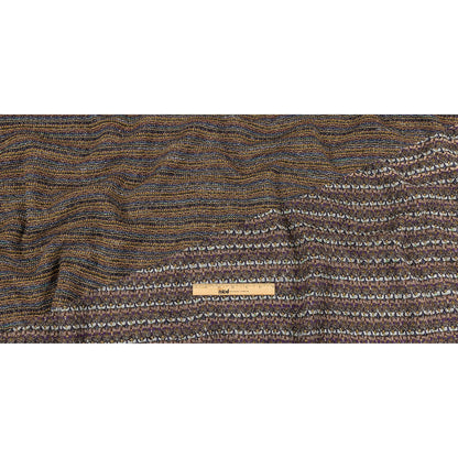 Warm Gray, Grape and Metallic Silver Striped Chunky Blended Wool Sweater Knit Full